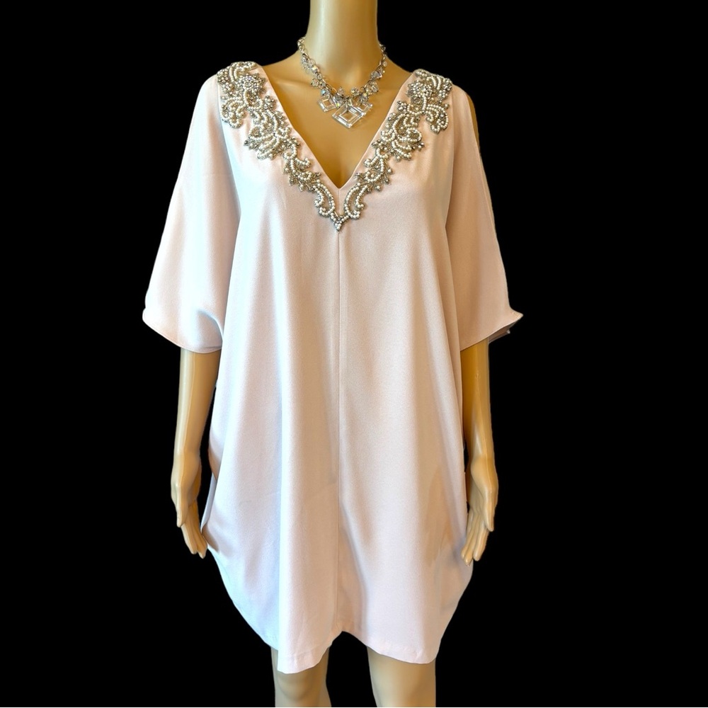 Aidan Mattox Blush Beaded Tunic Top or Dress